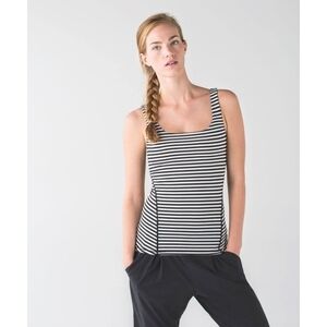 Lululemon Amala Tank Narrow Bold Striped Black Angel Wing Tank Top Size 4